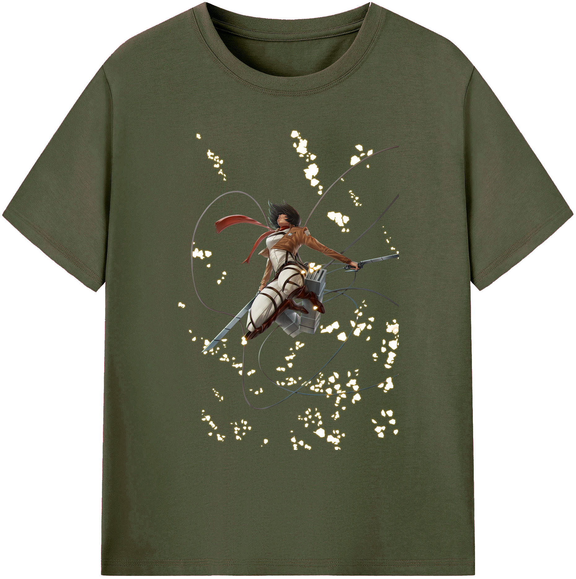 （画像用） 進撃の巨人 ミカサ·アッカーマン Attack on Titan Mikasa Ackerman 綿100％ メンズ半袖Tシャツ｜肌触りやわらか＆通気性
